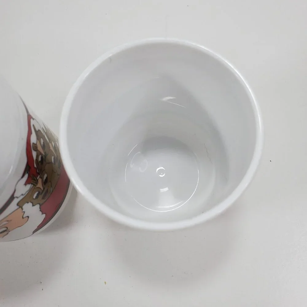 Vtg White Plastic Santa Claus Reindeer Christmas Bathroom Toothbrush Holder Cup